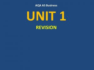 AQA AS Business UNIT 1 REVISION A Viable