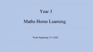 Year 3 Maths Home Learning Week Beginning 21