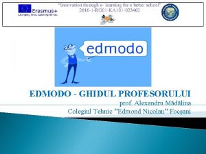 EDMODO GHIDUL PROFESORULUI prof Alexandru Mdlina Colegiul Tehnic