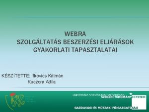 WEBRA SZOLGLTATS BESZERZSI ELJRSOK GYAKORLATI TAPASZTALATAI KSZTETTE Ifkovics