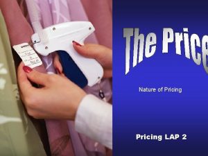 Nature of Pricing LAP 2 Objectives Describe the