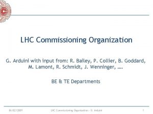 LHC Commissioning Organization G Arduini with input from