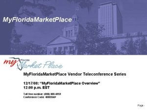 My Florida Market Place Vendor Teleconference Series 121708