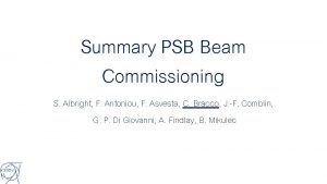 Summary PSB Beam Commissioning S Albright F Antoniou