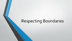 Respecting Boundaries What Are Boundaries 1 They are