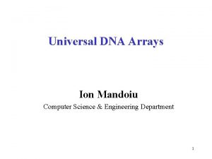 Universal DNA Arrays Ion Mandoiu Computer Science Engineering