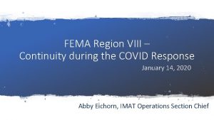 FEMA Region VIII Continuity during the COVID Response