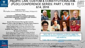 PACIFIC LAW CUSTOM CONSTITUTIONALISM PLCC CONFERENCE SERIES PART