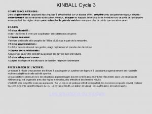 KINBALL Cycle 3 COMPETENCE ATTENDUE Dans un jeu