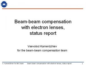 Beambeam compensation with electron lenses status report Vsevolod