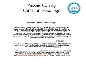 Passaic County Community College Health Professions Consortium hpc
