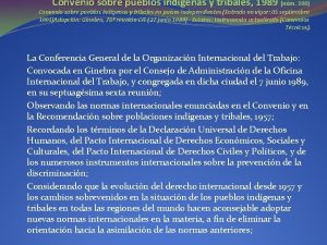 Convenio sobre pueblos indgenas y tribales 1989 nm