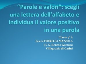 Parole e valori scegli una lettera dellalfabeto e