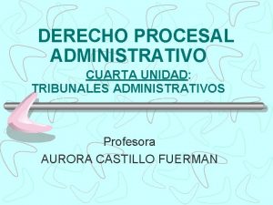 DERECHO PROCESAL ADMINISTRATIVO CUARTA UNIDAD TRIBUNALES ADMINISTRATIVOS Profesora
