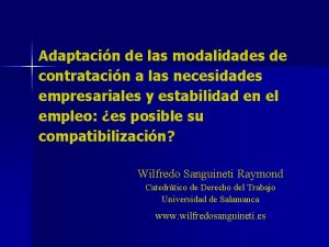 Adaptacin de las modalidades de contratacin a las