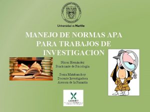 MANEJO DE NORMAS APA PARA TRABAJOS DE INVESTIGACION