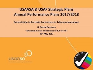 USAASA USAF Strategic Plans Annual Performance Plans 20172018