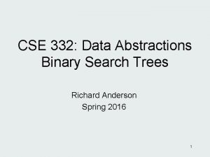 CSE 332 Data Abstractions Binary Search Trees Richard