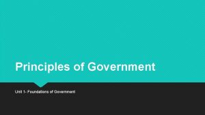 Principles of Government Unit 1 Foundations of Government