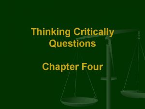 Thinking Critically Questions Chapter Four SelfIncrimination Should a