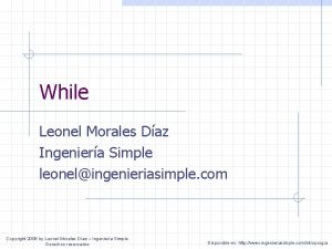 While Leonel Morales Daz Ingeniera Simple leonelingenieriasimple com