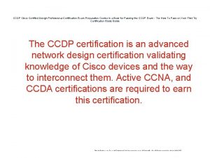 CCDP Cisco Certified Design Professional Certification Exam Preparation