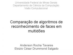 Universidade Federal de Minas Gerais Departamento de Cincia