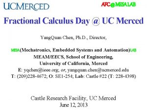 AFC MESA LAB Fractional Calculus Day UC Merced