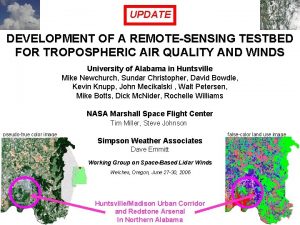 UPDATE DEVELOPMENT OF A REMOTESENSING TESTBED FOR TROPOSPHERIC