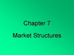 Chapter 7 Market Structures Comparison of Market Structures