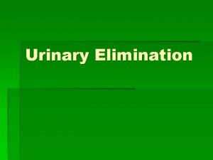 Urinary Elimination Functions of Urinary System Remove wastes