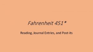 Fahrenheit 451 Reading Journal Entries and Postits Reading