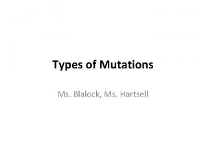 Types of Mutations Ms Blalock Ms Hartsell Mutations