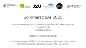 Sommerschule 2021 Informationsveranstaltung fr Studierende der Sekundarstufe Standort