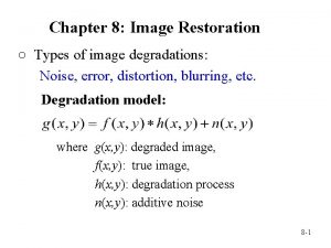 Chapter 8 Image Restoration Types of image degradations