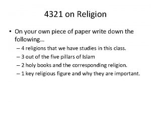 4321 on Religion On your own piece of