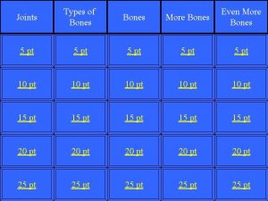 Joints Types of Bones More Bones Even More