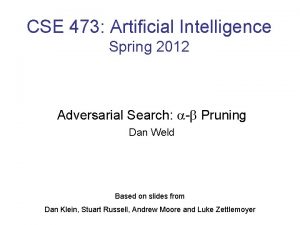 CSE 473 Artificial Intelligence Spring 2012 Adversarial Search