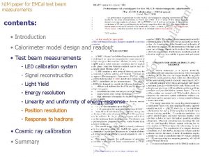 NIM paper for EMCal test beam measurements contents