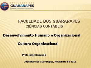 FACULDADE DOS GUARARAPES CINCIAS CONTBEIS Desenvolvimento Humano e