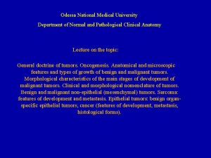 Odessa National Medical University Department of Normal and