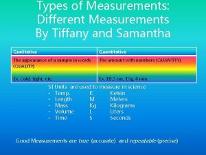 Types of Measurements Different Measurements By Tiffany and