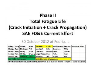 Phase II Total Fatigue Life Crack Initiation Crack