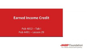 Earned Income Credit Pub 4012 Tab I Pub