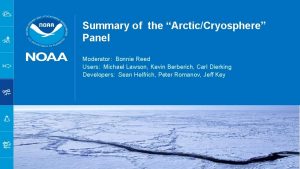 Summary of the ArcticCryosphere Panel Moderator Bonnie Reed
