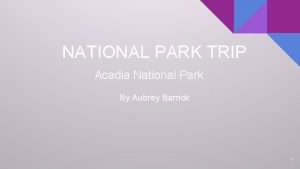 NATIONAL PARK TRIP Acadia National Park By Aubrey