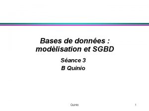 Bases de donnes modlisation et SGBD Sance 3