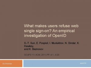 What makes users refuse web single signon An