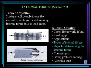 INTERNAL FORCES Section 7 1 Todays Objective Students