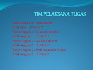 TIM PELAKSANA TUGAS Nama Ketua Tim Intan Mutiah